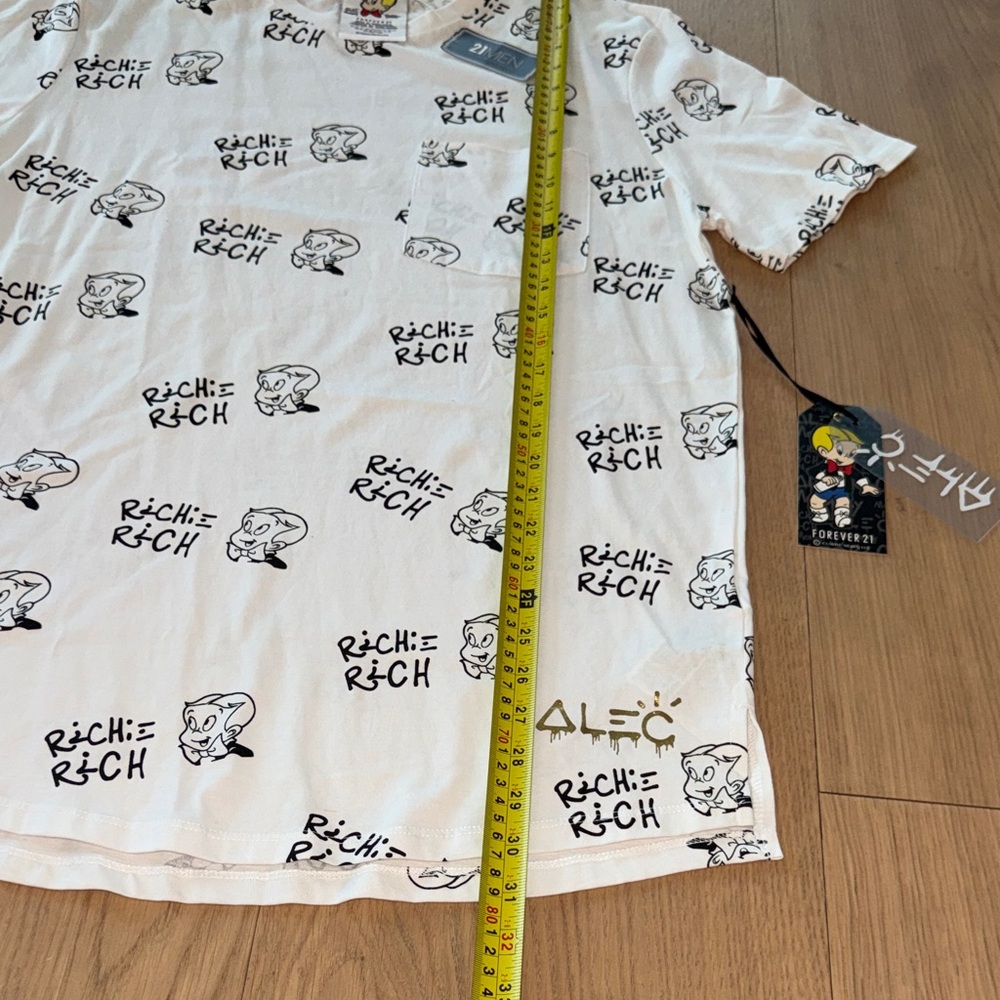 Forever 21 x Alec Monopoly White Richie Rich Cartoon Logo Pocket Tee XL  NWT - Picture 6 of 10